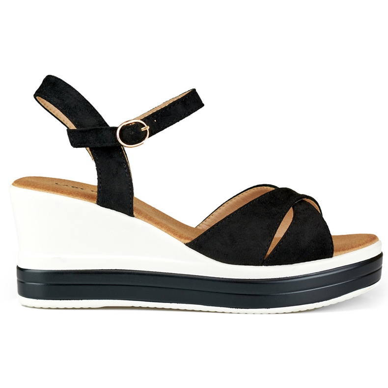 Sandales compensées noires confortables le noir