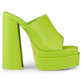 Claquettes vert citron à talons hauts d'Evelyn