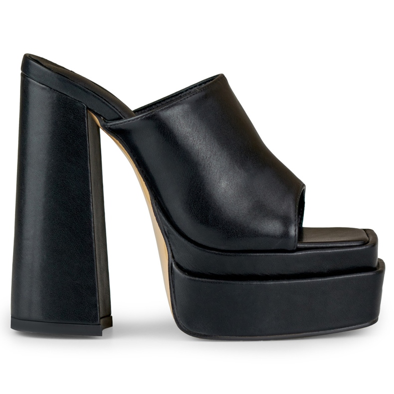 Claquettes noires à talons hauts Evelyn le noir Claquettes noires à talons hauts Evelyn le noir