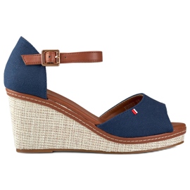 Sandales compensées bleu marine pour femme de Tomm