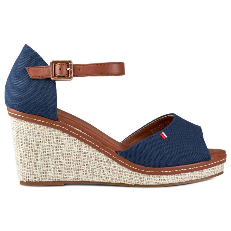 Sandales compensées bleu marine pour femme de Tomm