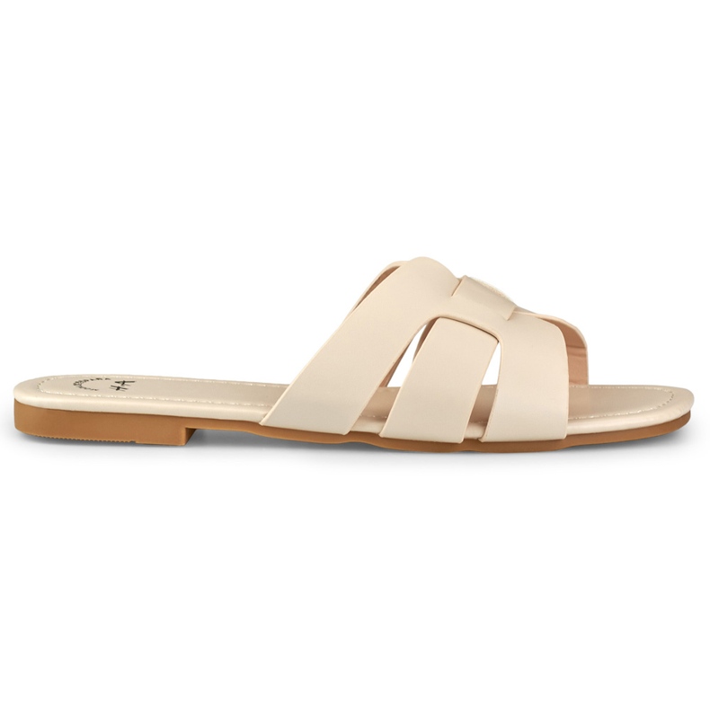 Chaussons femme beiges à semelle plate