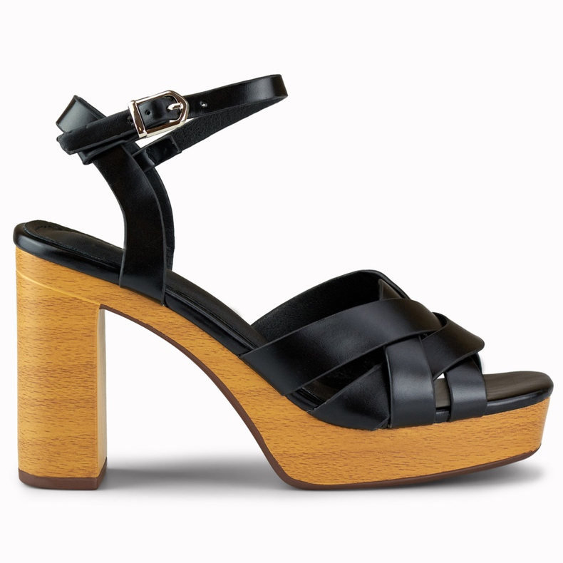 Sandales noires pour femmes sur le poteau le noir