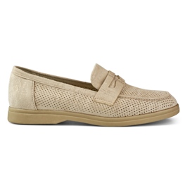 Chaussures ajourées pour femmes avec un brillant doré beige