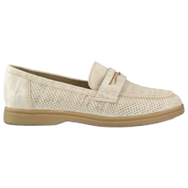 Chaussures ajourées pour femmes avec un brillant argenté beige