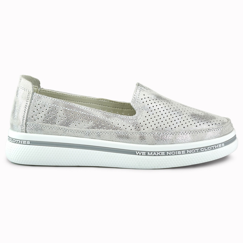 Chaussures femme en cuir ajouré argent Chaussures femme en cuir ajouré argent