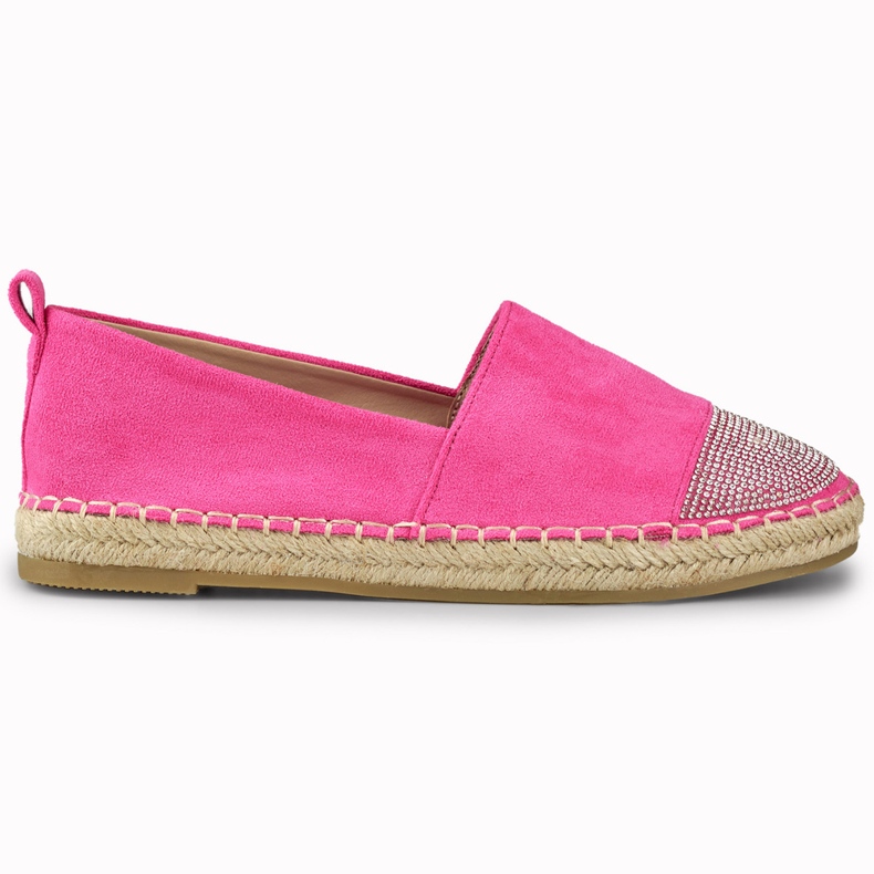 Espadrilles roses pour femme à bout pailleté Espadrilles roses pour femme à bout pailleté
