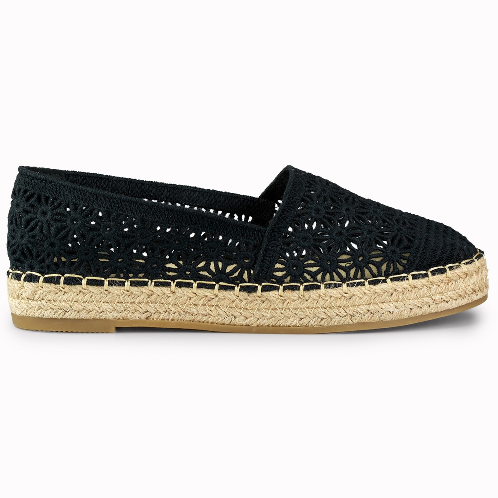 Espadrilles noires en dentelle pour femme le noir