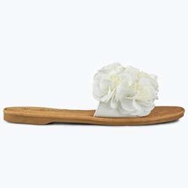 Chaussons femme fleur plate blanc blanche Chaussons femme fleur plate blanc blanche