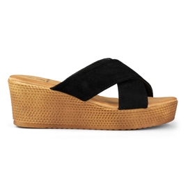 Chaussons compensés noirs femme