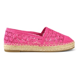 Espadrilles roses en dentelle pour femme