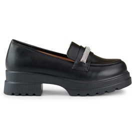 Mocassins femme en cuir écologique noir