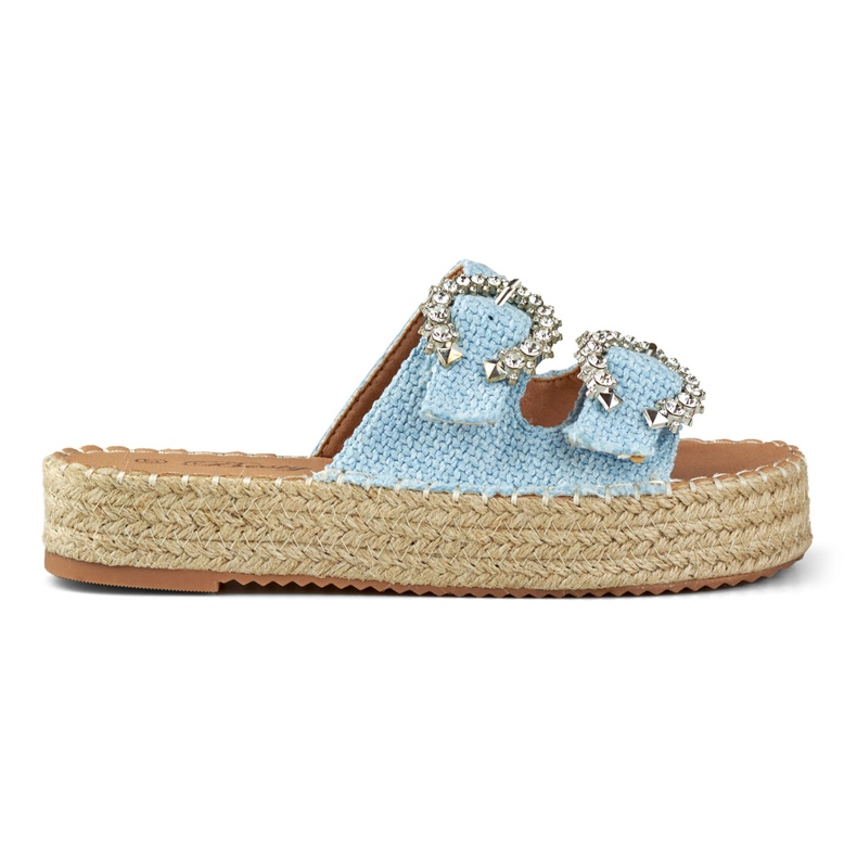 Espadrilles femme avec boucles décoratives bleu