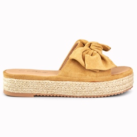 Claquettes espadrilles marron à nœud brun