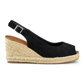 Espadrilles compensées en daim noir pour femme