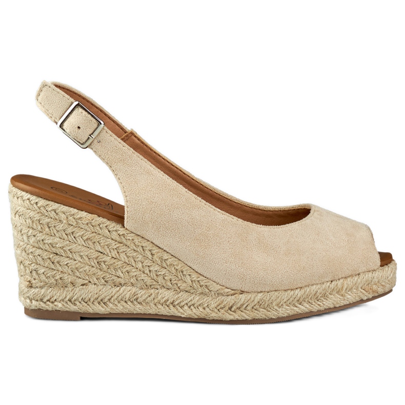 Espadrilles compensées en daim beige femme