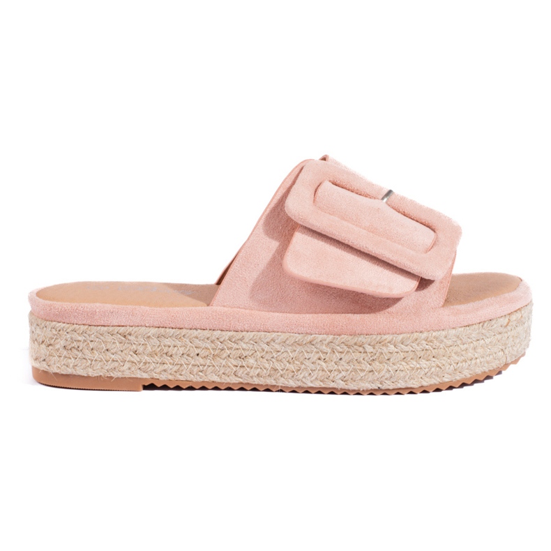 Claquettes espadrilles en daim Shelovet rose