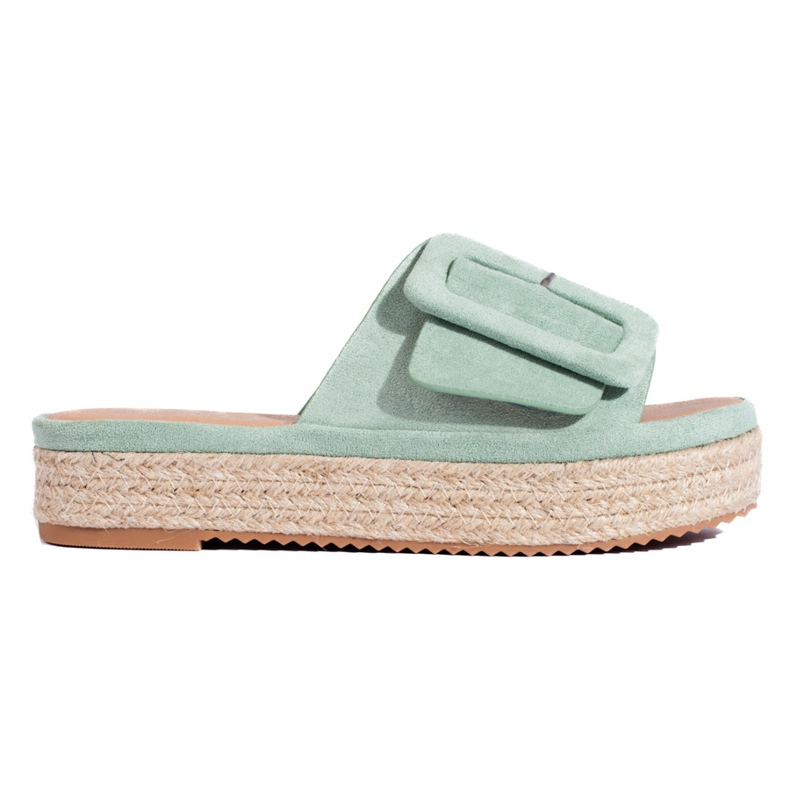 Glissières d'espadrilles en daim menthe sur la plateforme Shelovet vert