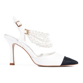 Escarpins blancs sur épingle avec perles Shelovet