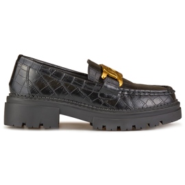 La.Fi Mocassins noirs sur la plate-forme le noir