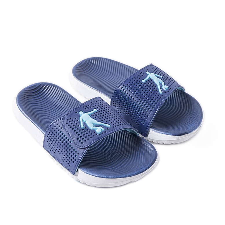 Pantoufles en caoutchouc blanc et bleu marine d'Athènes