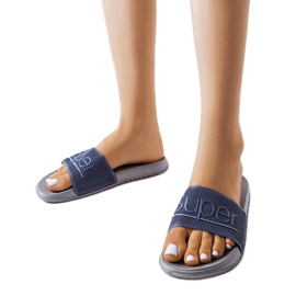 Chaussons en caoutchouc gris Azelio bleu