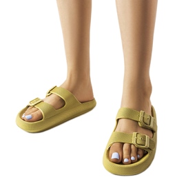 Sliders en caoutchouc vert avec boucles de Padoue
