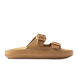 Sliders en caoutchouc marron avec boucles de Padoue brun