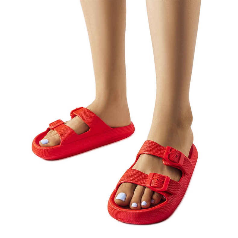 Sliders en caoutchouc rouge avec boucles de Padoue