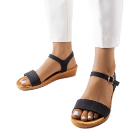 Sandales compensées noires de Loggia le noir