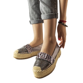 Espadrilles argentées avec zircone cubique de Lauro brun