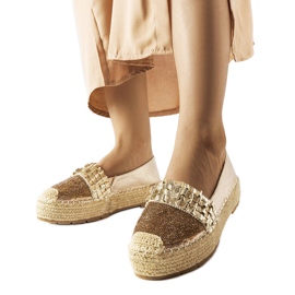 Espadrilles dorées avec zircons cubiques de Lauro