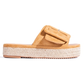 Claquettes espadrilles en daim camel Shelovet beige