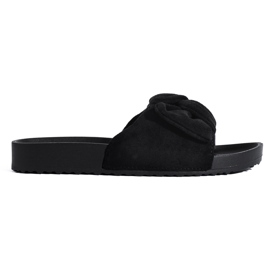 Chaussons en daim noir pour femmes sur la plate-forme Shelovet le noir