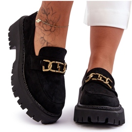 FB2 Mocassins à plateforme en daim pour femmes Noir Larey