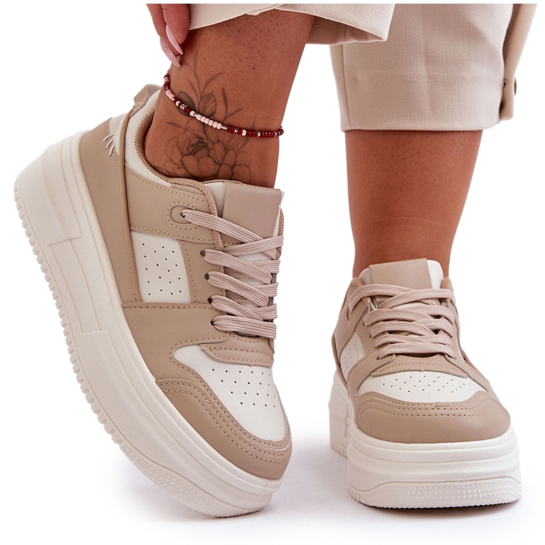 FJ1 Chaussures De Sport Pour Femme Sur Plateforme Massive Beige Belisso