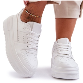 FJ1 Chaussures De Sport En Cuir Pour Femme Sur Une Plateforme Massive Blanc Belisso