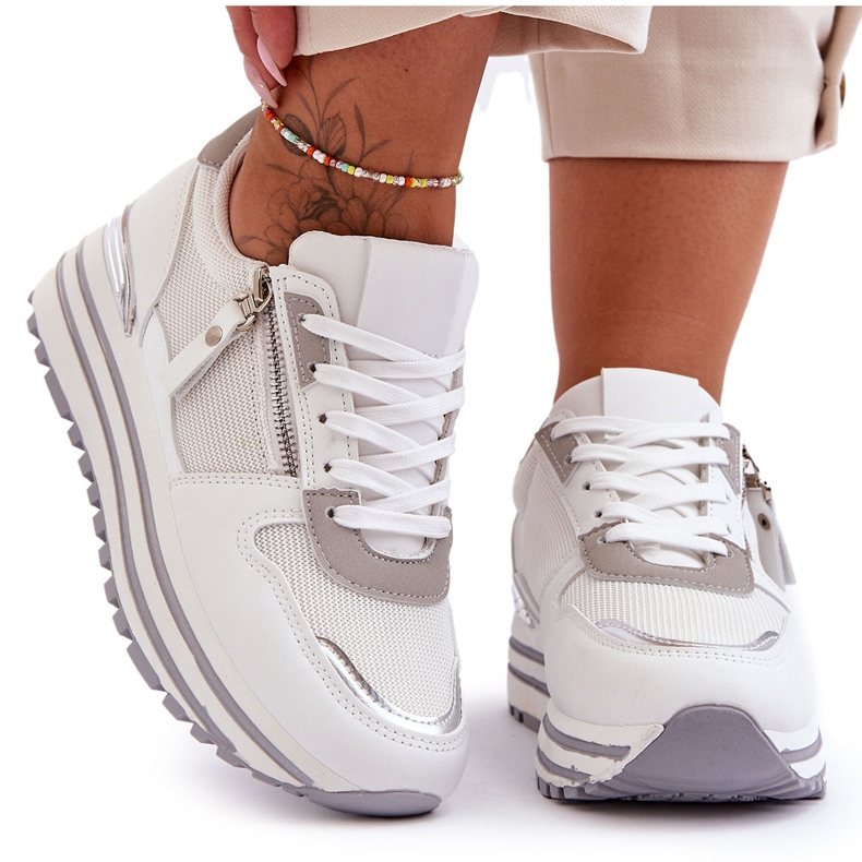FJ1 Chaussures De Sport Pour Femmes Avec Fermeture Éclair Décorative Blanc Cairo blanche