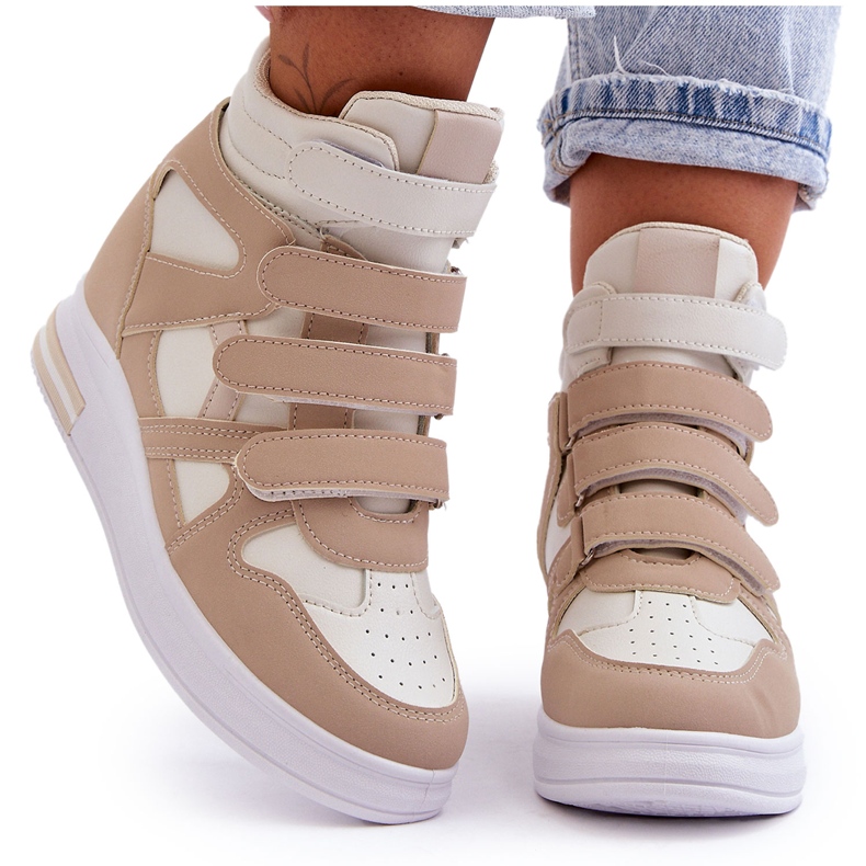 PE1 Baskets Hautes Compensées Cachées Femme Beige Inari PE1 Baskets Hautes Compensées Cachées Femme Beige Inari