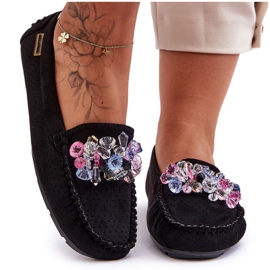 PM1 Mocassins en daim à la mode avec ornements Delima noir