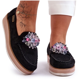 PM1 Mocassins Plateforme Femme Avec Pierres Noir Elonore le noir