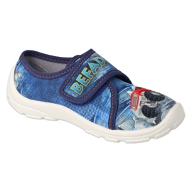Befado Children's Slippers 974y507 Blue Car Application bleu