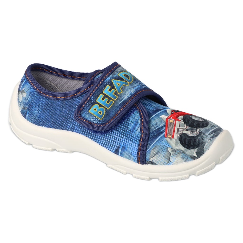 Befado Children's Slippers 974y507 Blue Car Application bleu