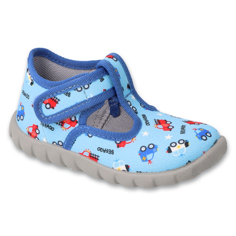 Chaussons enfants Befado 628P021 bleu avec voitures