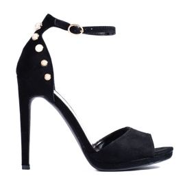 Sandales à talons hauts en daim noir Shelovet le noir