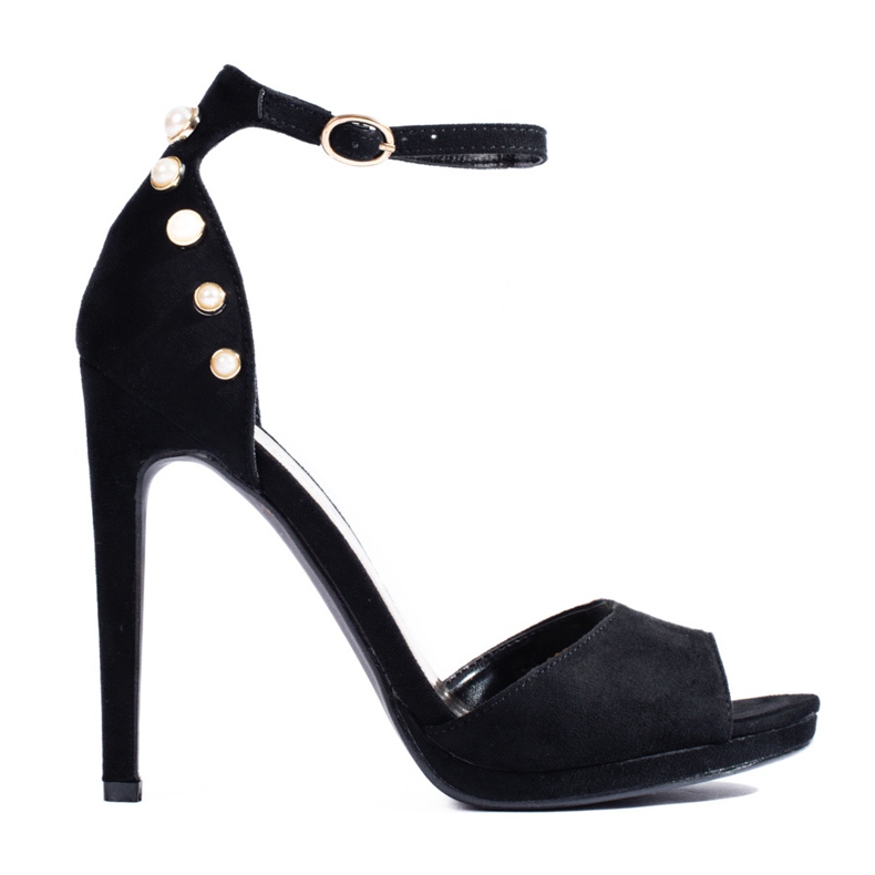 Sandales à talons hauts en daim noir Shelovet le noir