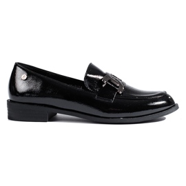 Mocassins femme Shelovet noir laqué