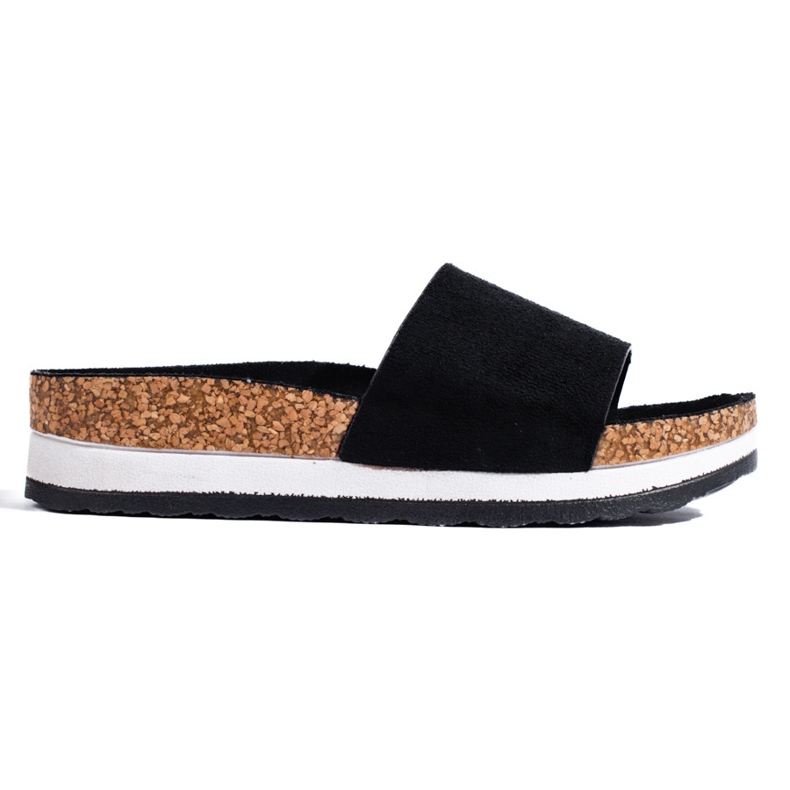 Chaussons en daim noir à semelles épaisses Shelovet le noir