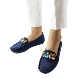 Mocassins bleu marine avec semelle intérieure en cuir Bertrand
