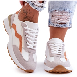 FJ1 Chaussures de sport en cuir pour femme Blanc-Orange Somerio